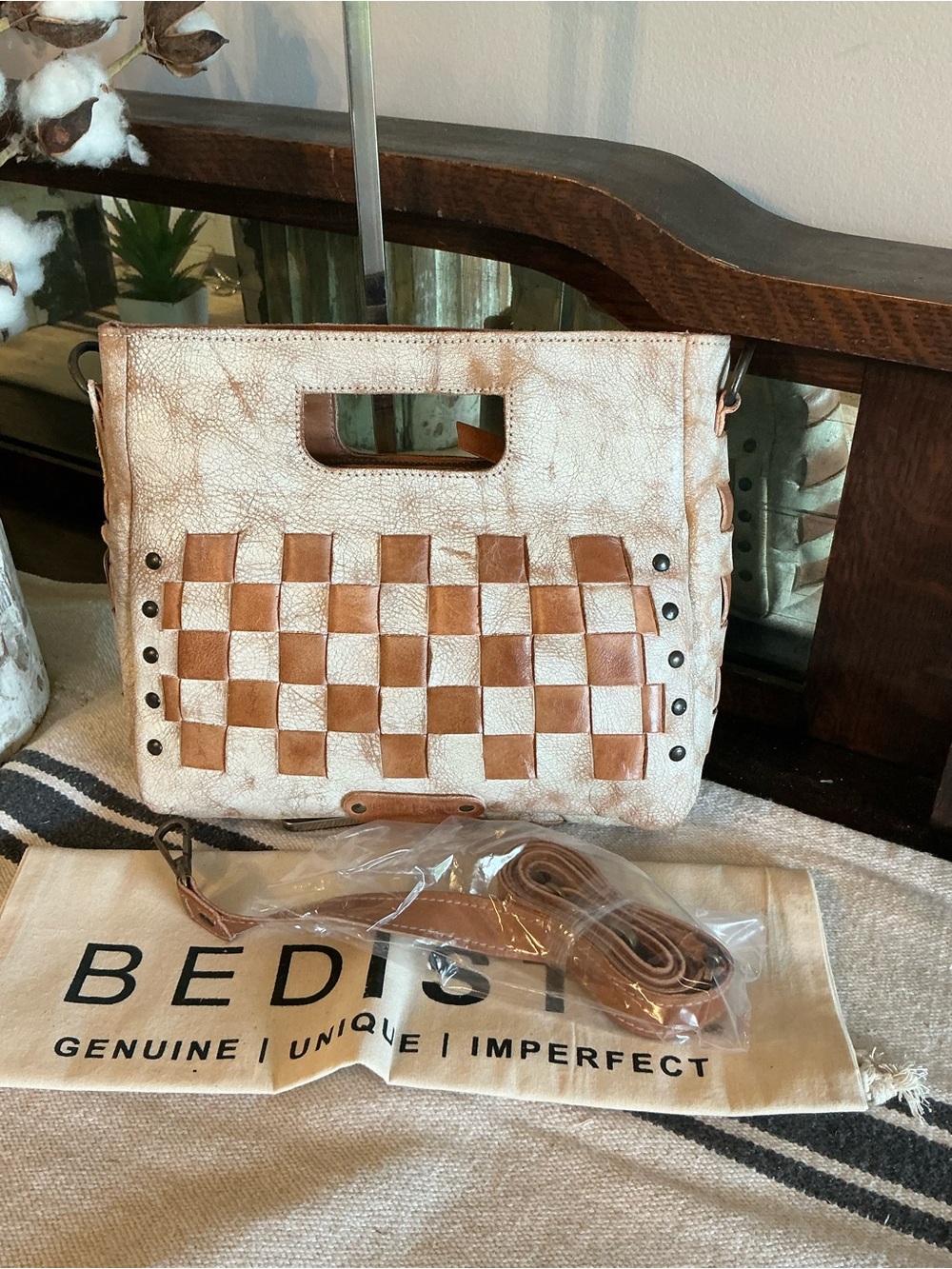 NWT Bed Stu Leather Keiki Crossbody Bag Handbag Nectar Lux Tan Rustic MSRP $235 - Picture 4 of 14